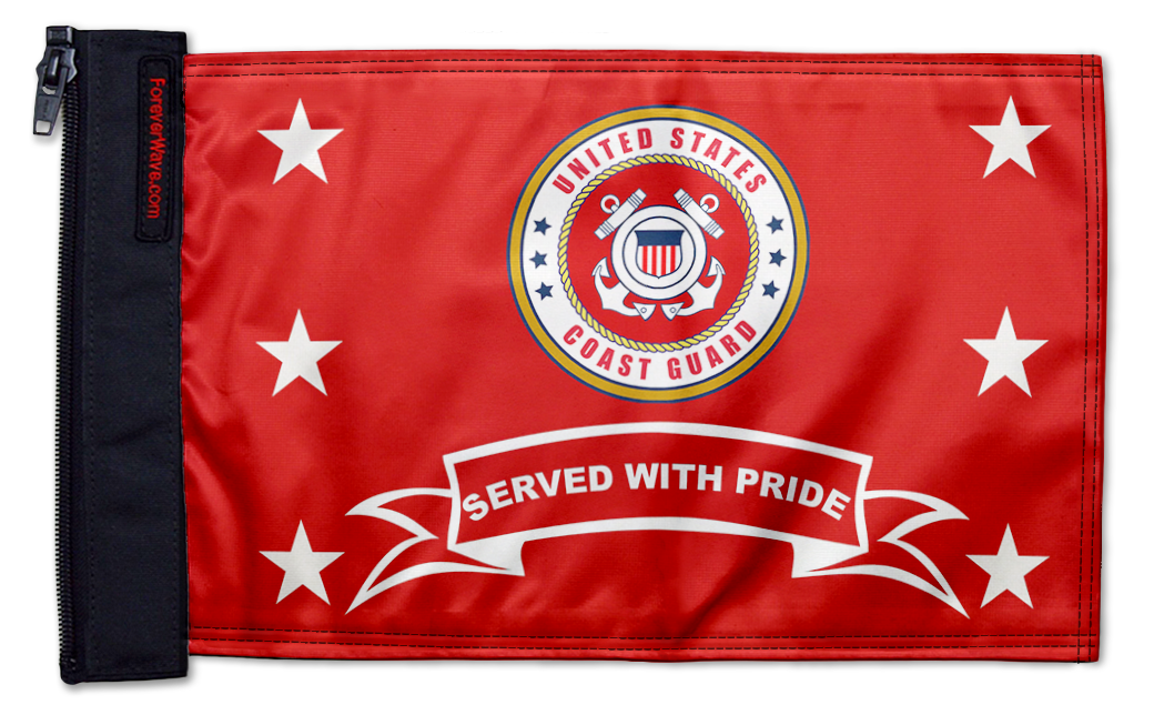 Coast Guard Served With Pride 12"x18" Forever Wave Flag for Jeep Wrangler JLU 4-Door 2018-Present