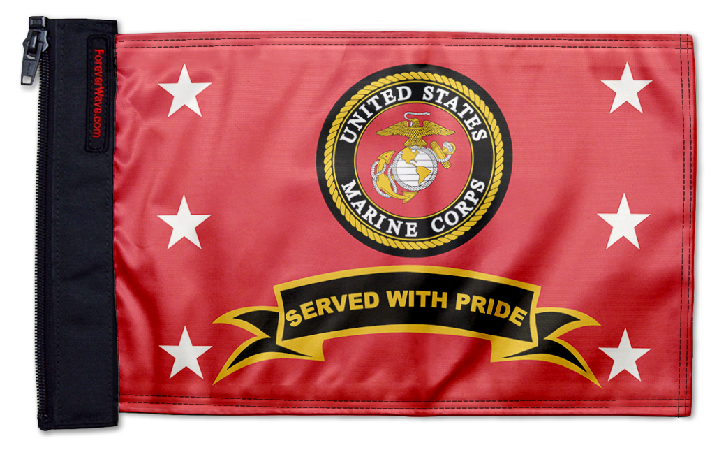 Marines Served With Pride 12"x18" Forever Wave Flag for Jeep Wrangler LJ 2003-2006