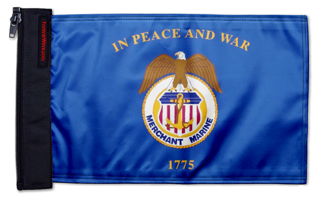Merchant Marine 12"x18" Forever Wave Flag for Jeep Wrangler TJ 1996-2006