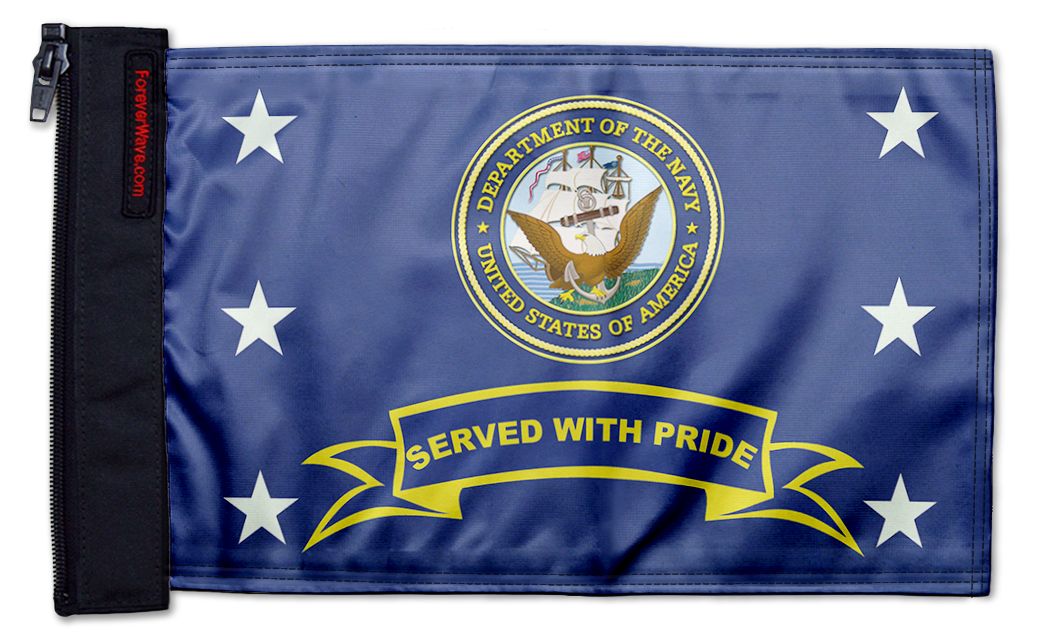 Navy Served With Pride 12"x18" Forever Wave Flag for Jeep Wrangler JK 2-Door 2007-2018