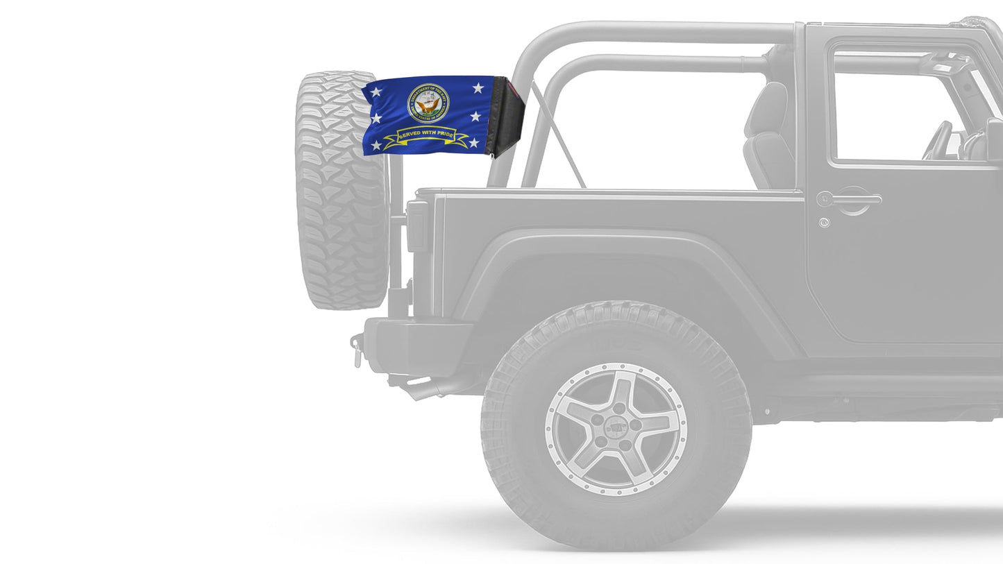 Navy Served With Pride 12"x18" Forever Wave Flag for Jeep Wrangler JK 2-Door 2007-2018