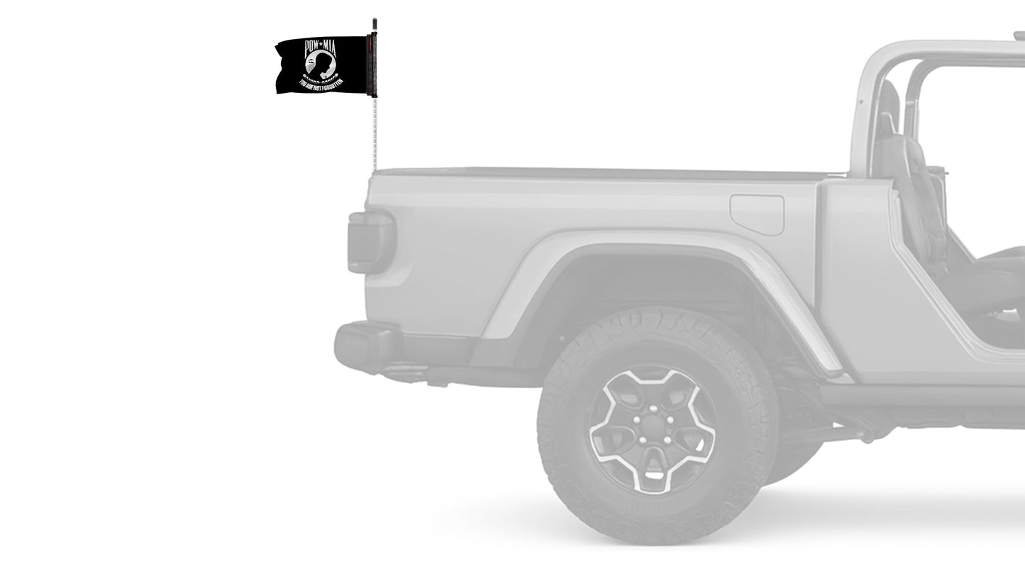POW MIA 12"x18" Forever Wave Flag for Jeep Wrangler JKU 4-Door 2007-2018