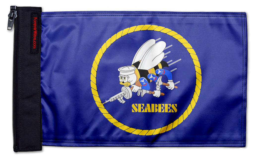 Navy Seabees 12"x18" Forever Wave Flag for Jeep Wrangler JK 2-Door 2007-2018