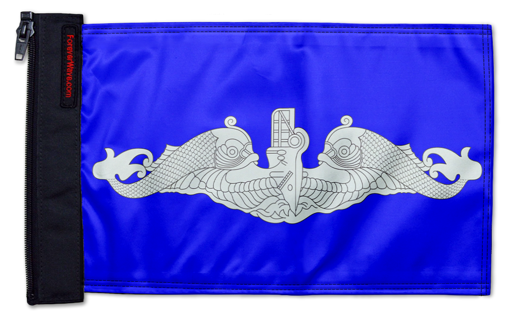 Submarine Silver Dolphins 12"x18" Forever Wave Flag for Jeep Wrangler YJ 1986-1995