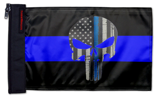 Thin Blue Line Punisher 12"x18" Forever Wave Flag for Jeep Wrangler JLU 4-Door 2018-Present