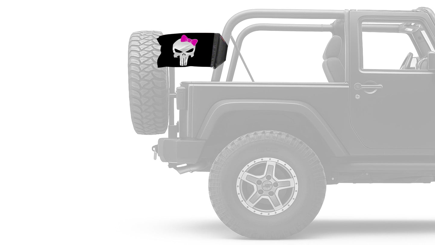 Punisher Pink Ribbon 12"x18" Forever Wave Flag for Jeep Wrangler YJ 1986-1995