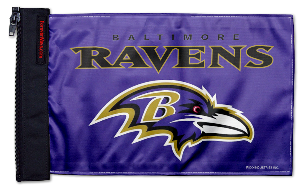 Baltimore Ravens 11"x17" Forever Wave Flag for Jeep Wrangler JK 2-Door 2007-2018