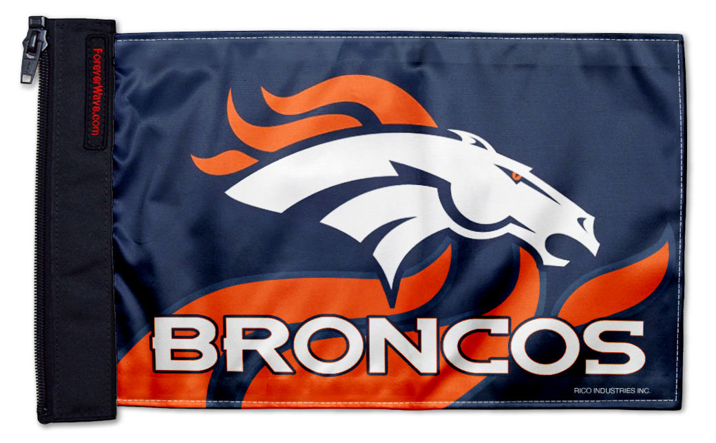Denver Broncos 11"x17" Forever Wave Flag for Jeep Wrangler JKU 4-Door 2007-2018