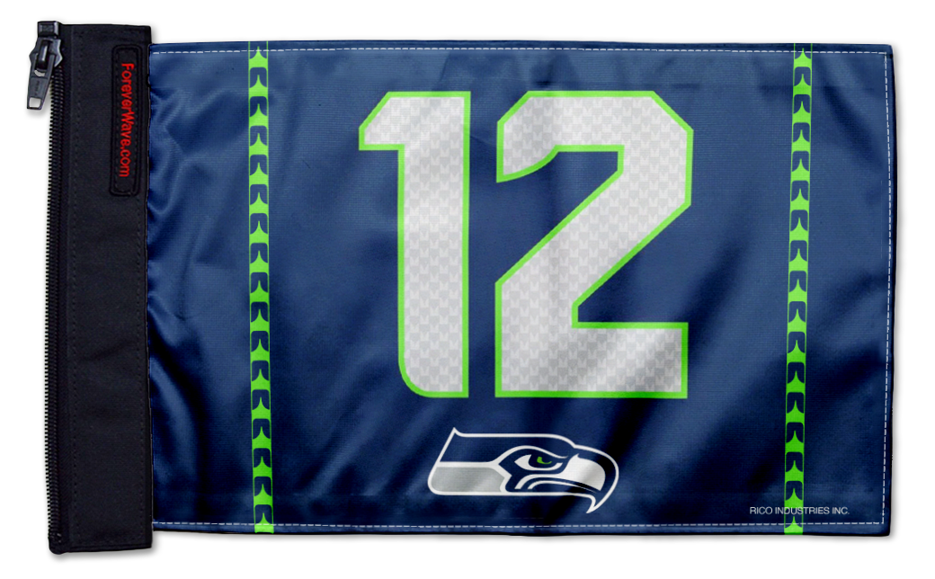 Seattle Seahawks 12th Man 11"x17" Forever Wave Flag for Jeep Wrangler JK 2-Door 2007-2018