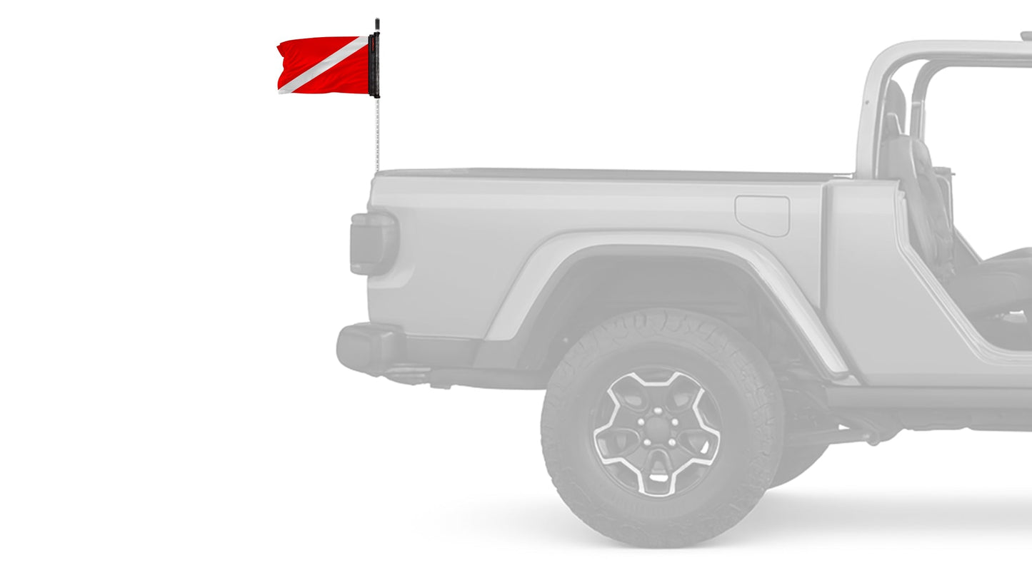 Diver Down 12"x18" Forever Wave Flag for Jeep Wrangler JLU 4-Door 2018-Present