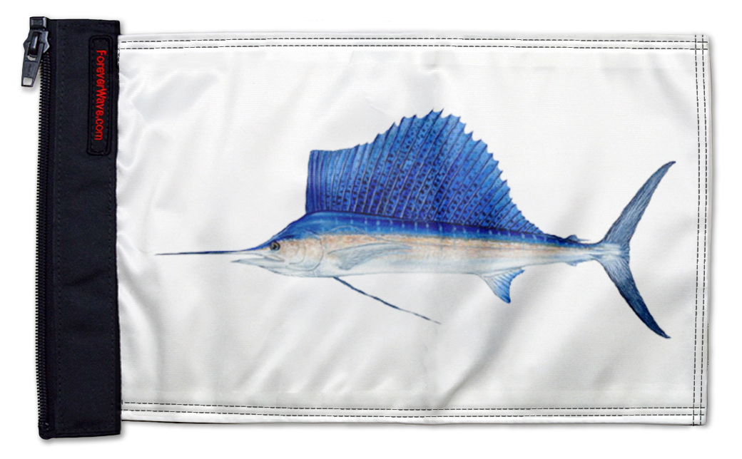 Sailfish 12"x18" Forever Wave Flag for Jeep Wrangler TJ 1996-2006