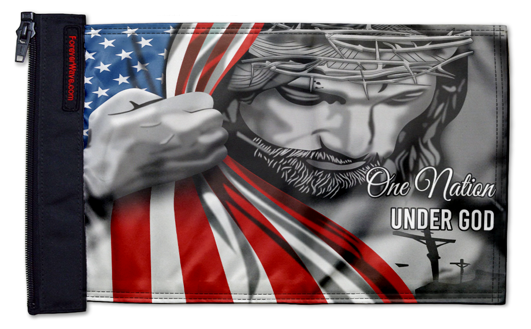 One Nation 12"x18" Forever Wave Flag for Jeep Wrangler JL 2-Door 2018-Present