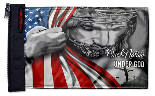 One Nation 12"x18" Forever Wave Flag for Jeep Wrangler JLU 4-Door 2018-Present