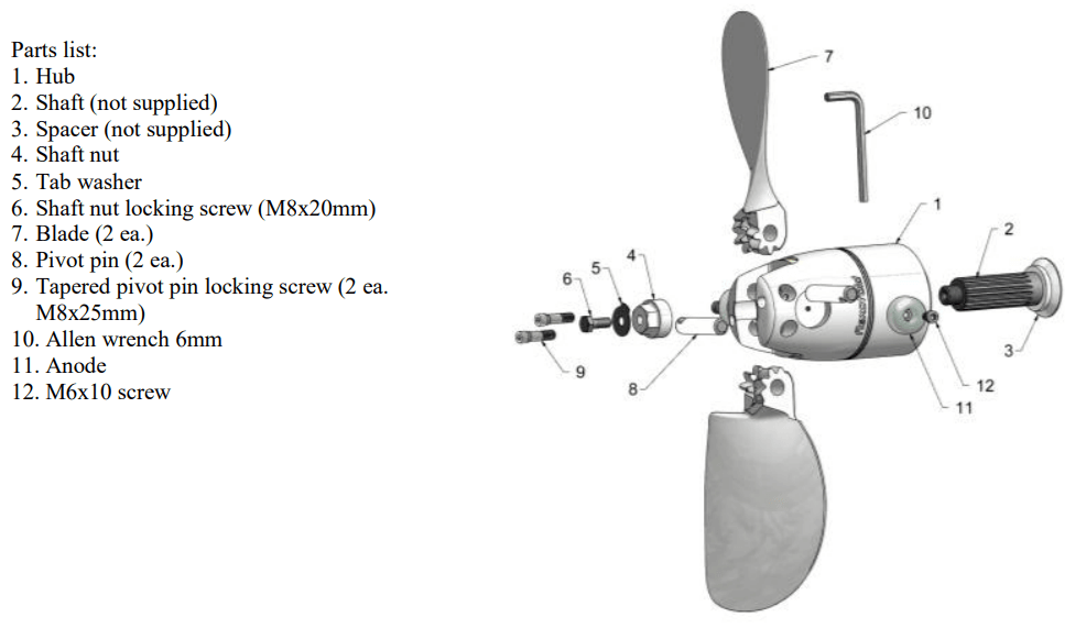Flexofold Zinc Anodes -118AL Aluminum for Saildrive 2-Blade Propellers