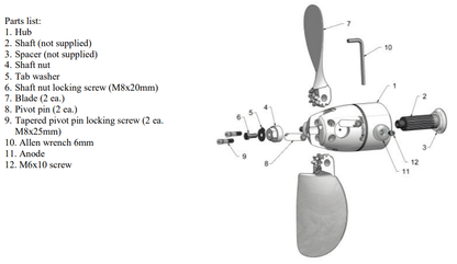 Flexofold Zinc Anodes -118AL Aluminum for Saildrive 2-Blade Propellers
