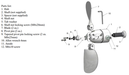 Flexofold Service Kit for 2-Blade Saildrive Propellers