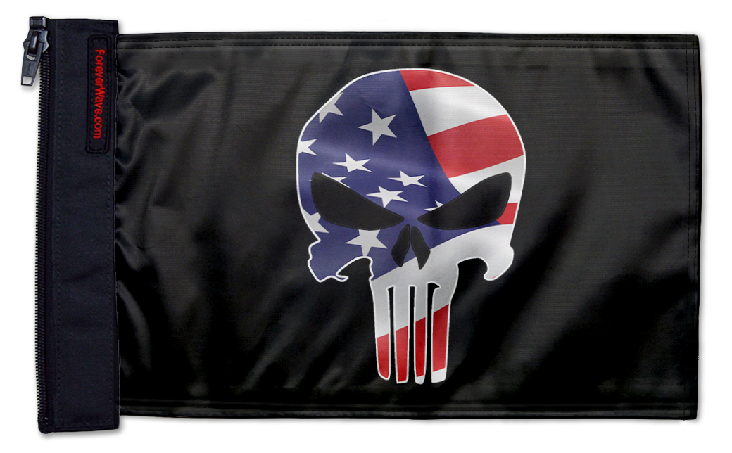 Punisher USA 12"x18" Forever Wave Flag for Jeep Wrangler CJ-7 and CJ-8 1976-1986
