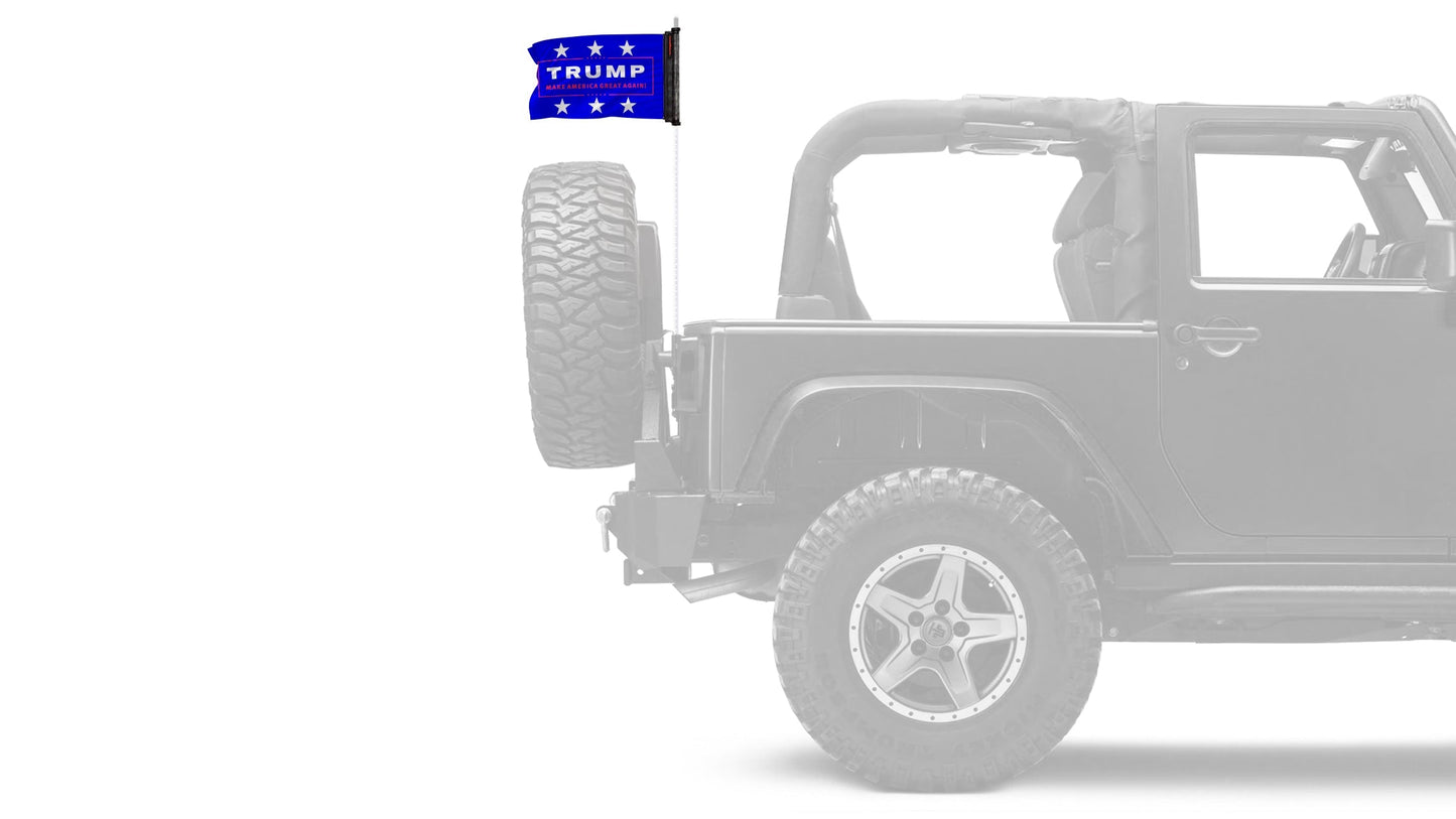 Trump MAGA 12"x18" Forever Wave Flag for Jeep Wrangler JLU 4-Door 2018-Present