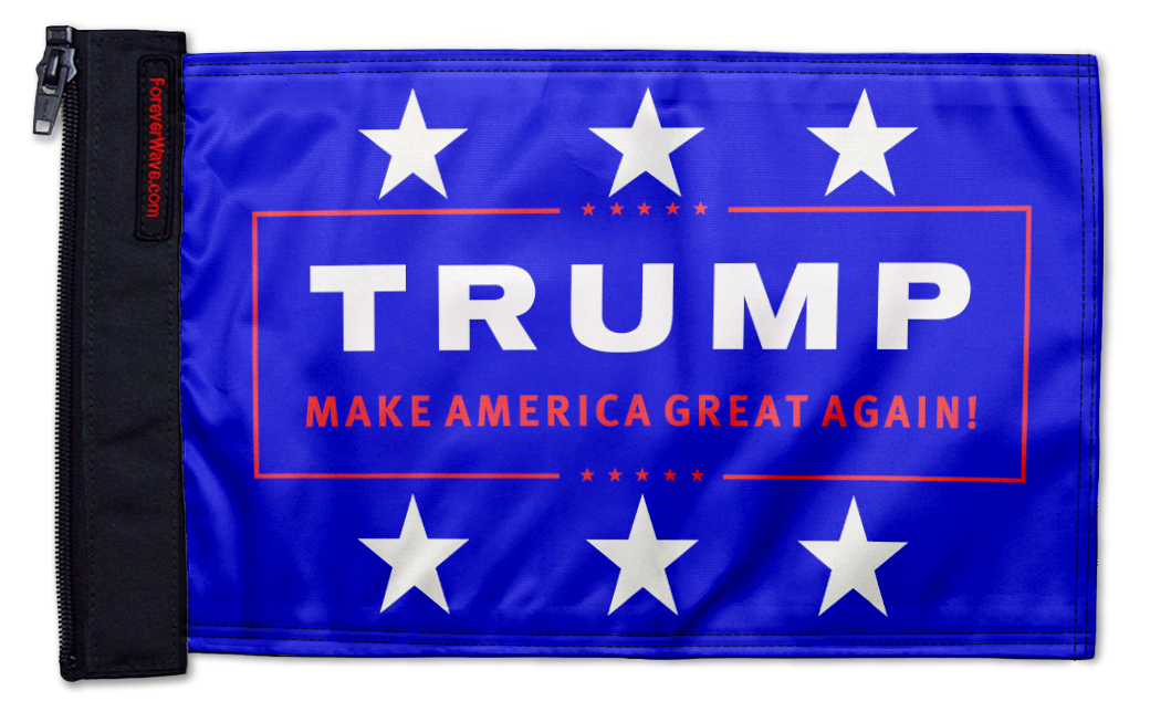 Trump MAGA 12"x18" Forever Wave Flag for Jeep Wrangler CJ-7 and CJ-8 1976-1986
