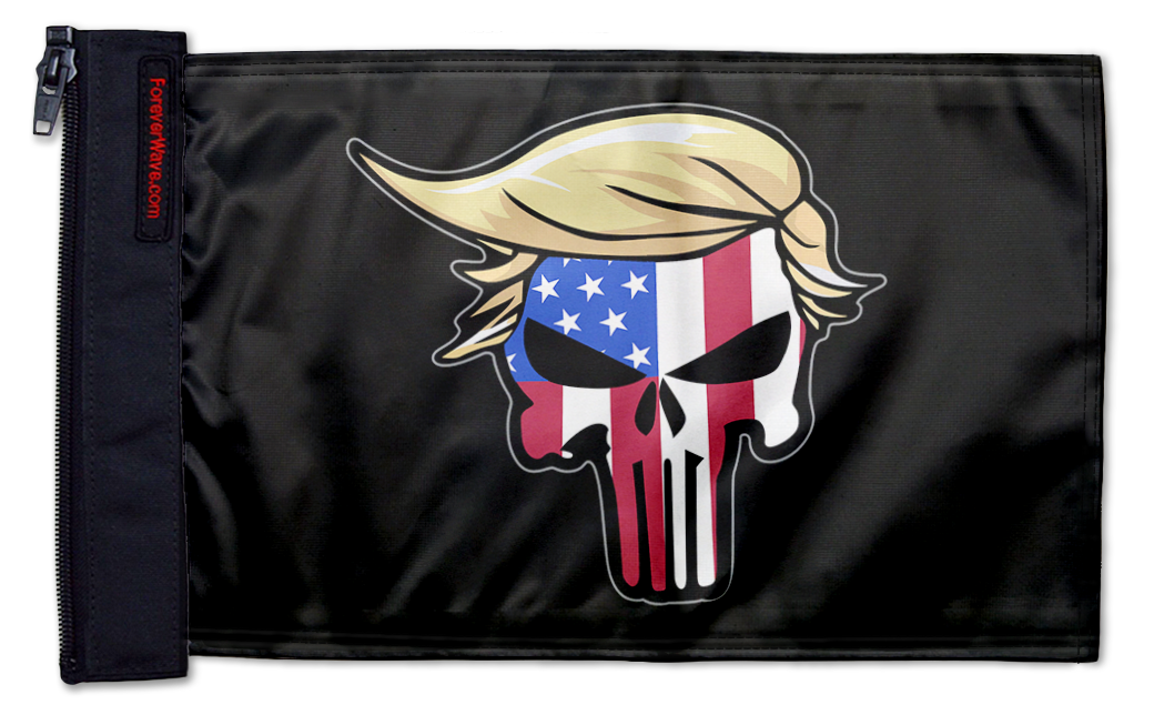 Trump Punisher 12"x18" Forever Wave Flag for Jeep Wrangler JKU 4-Door 2007-2018
