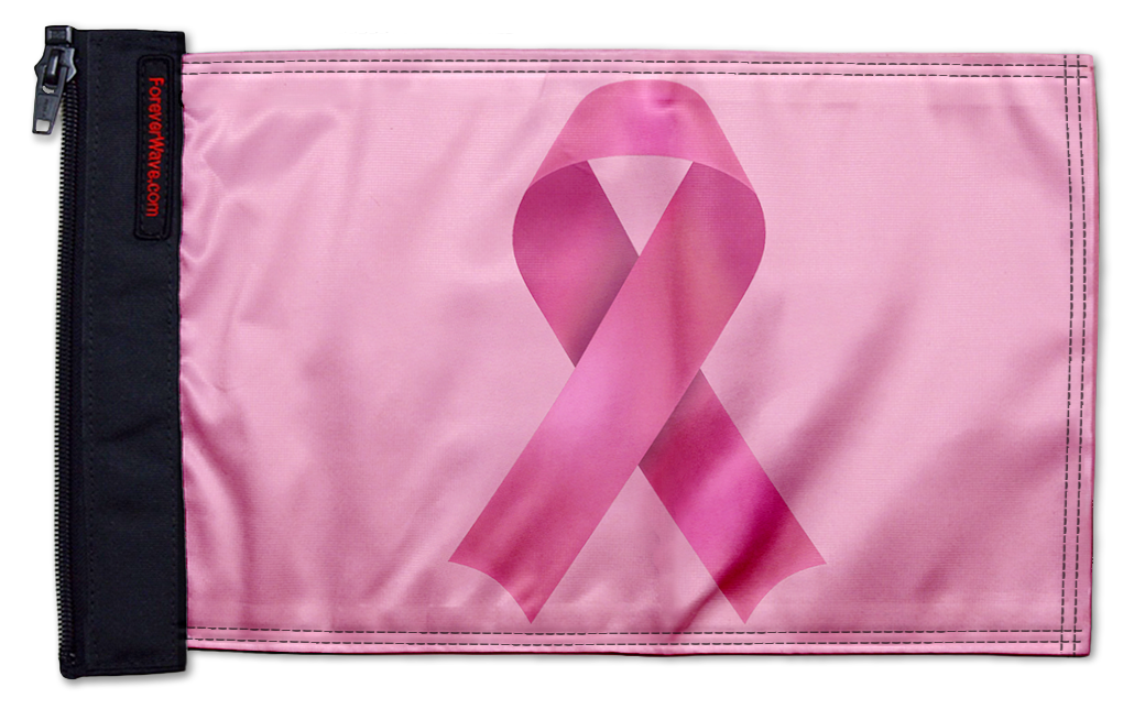 Pink Ribbon 12"x18" Forever Wave Flag for Jeep Wrangler JK 2-Door 2007-2018