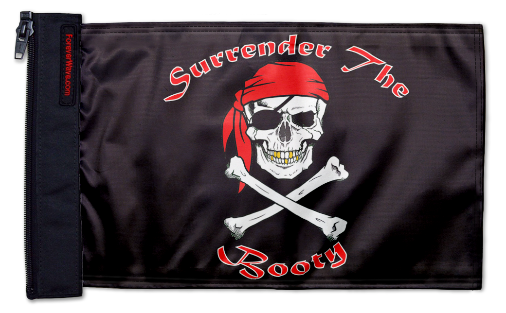 Surrender The Booty 12"x18" Forever Wave Flag for Jeep Wrangler JKU 4-Door 2007-2018