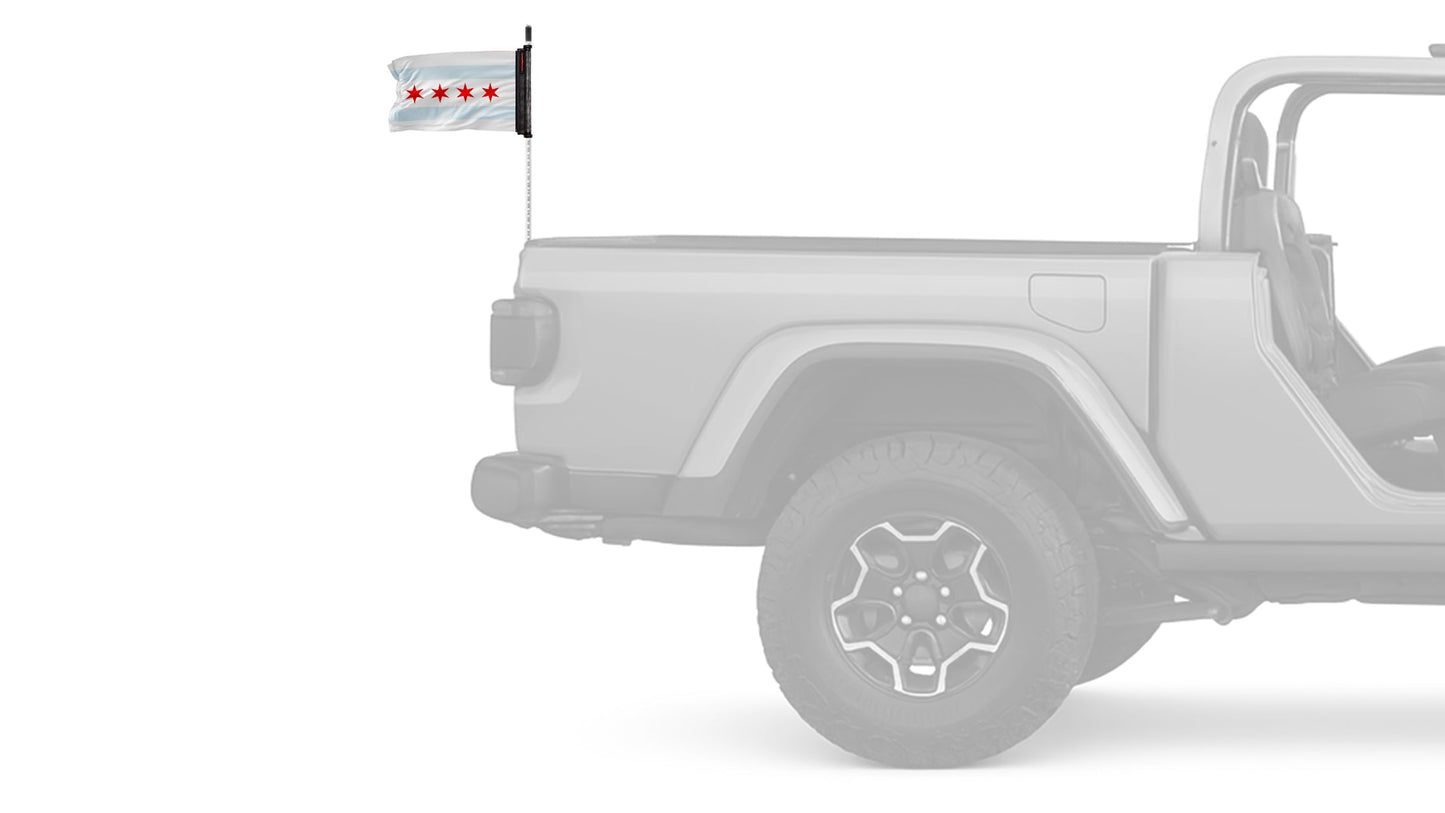City of Chicago 12"x18" Forever Wave Flag for Jeep Wrangler JL 2-Door 2018-Present