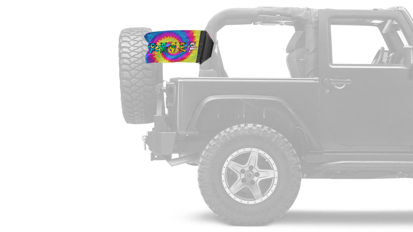 Grateful Dead Dancing Bears 12"x18" Forever Wave Flag for Jeep Wrangler JK 2-Door 2007-2018