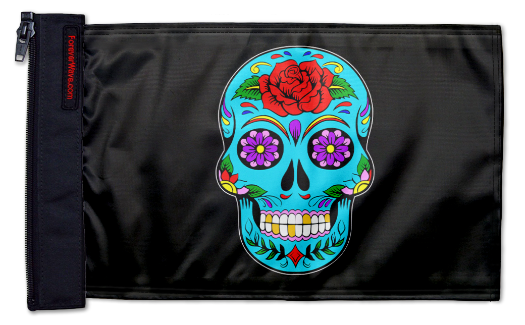 Sugar Skull 12"x18" Forever Wave Flag for Jeep Wrangler JK 2-Door 2007-2018
