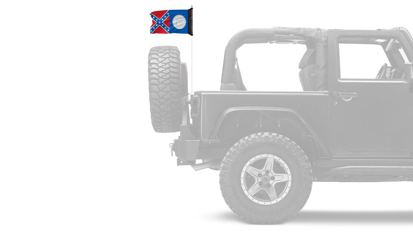 State Flag Georgia Old Style 12"x18" Forever Wave Flag for Jeep Wrangler JKU 4-Door 2007-2018