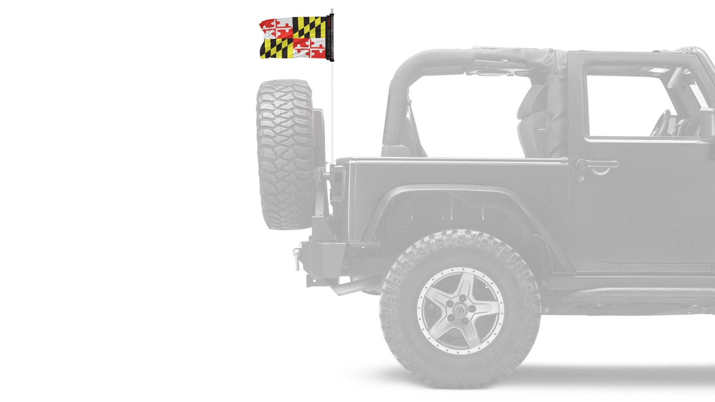 State Flag Maryland 12"x18" Forever Wave Flag for Jeep Wrangler JK 2-Door 2007-2018