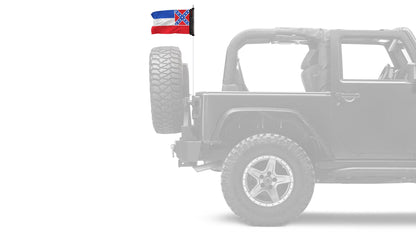 State Flag Mississippi 12"x18" Forever Wave Flag for Jeep Wrangler JK 2-Door 2007-2018