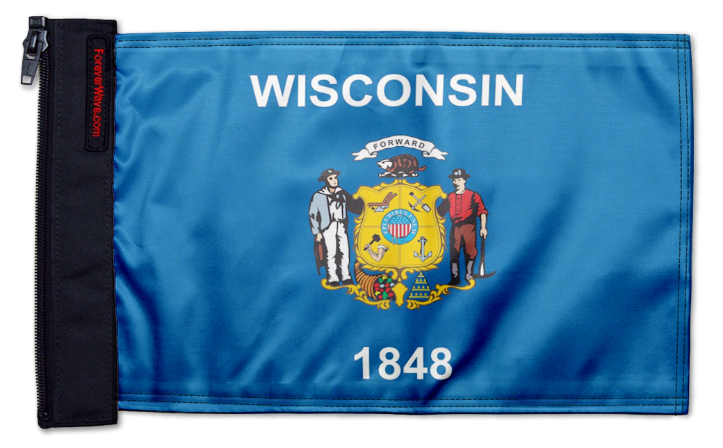 State Flag Wisconsin 12"x18" Forever Wave Flag for Jeep Wrangler TJ 1996-2006