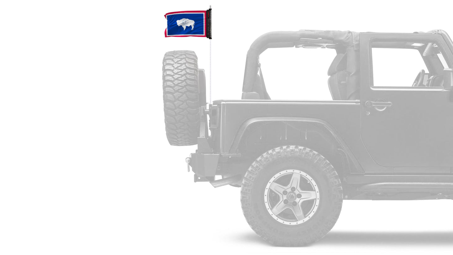 State Flag Wyoming 12"x18" Forever Wave Flag for Jeep Wrangler JK 2-Door 2007-2018