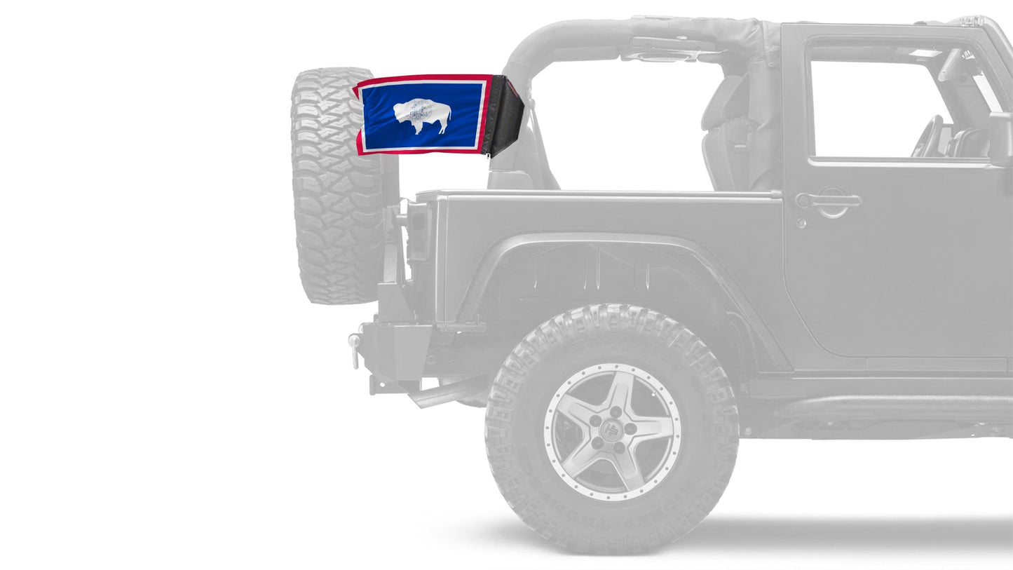 State Flag Wyoming 12"x18" Forever Wave Flag for Jeep Wrangler JK 2-Door 2007-2018