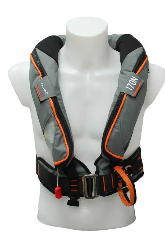 TeamO Marine PFD 170N Backtow™ Offshore Inflatable PFD Grey Hammar Firing Head