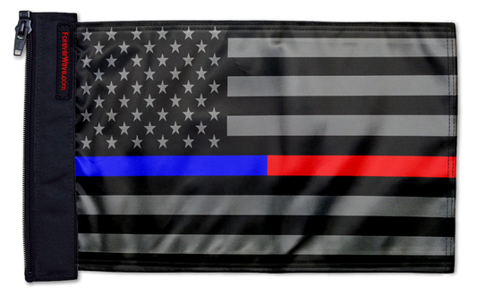 USA Subdued Thin Blue-Red Line 12"x18" Forever Wave Flag for Jeep Wrangler LJ 2003-2006