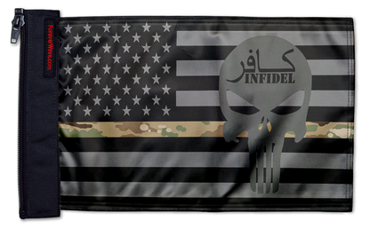 USA Subdued Thin Camo Line Infidel 12"x18" Forever Wave Flag for Jeep Wrangler TJ 1996-2006