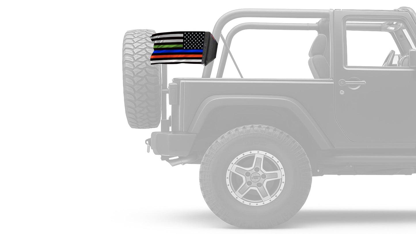 USA Subdued Honor The 4 12"x18" Forever Wave Flag for Jeep Wrangler JK 2-Door 2007-2018