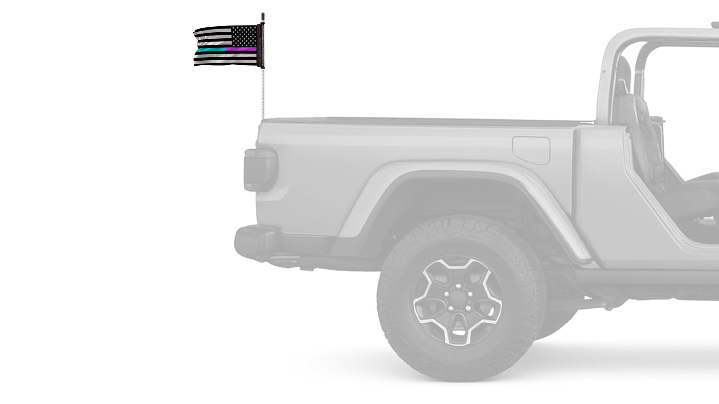 USA Subdued Thin Purple-Teal Line 12"x18" Forever Wave Flag for Jeep Wrangler LJ 2003-2006