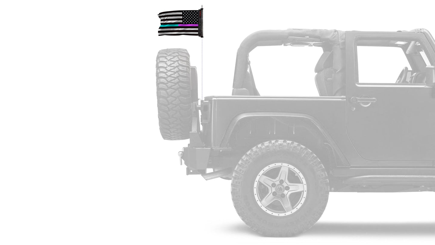 USA Subdued Thin Purple-Teal Line 12"x18" Forever Wave Flag for Jeep Wrangler CJ-7 and CJ-8 1976-1986