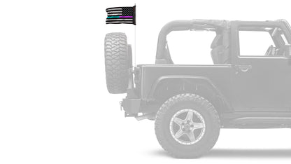 USA Subdued Thin Purple-Teal Line 12"x18" Forever Wave Flag for Jeep Wrangler YJ 1986-1995