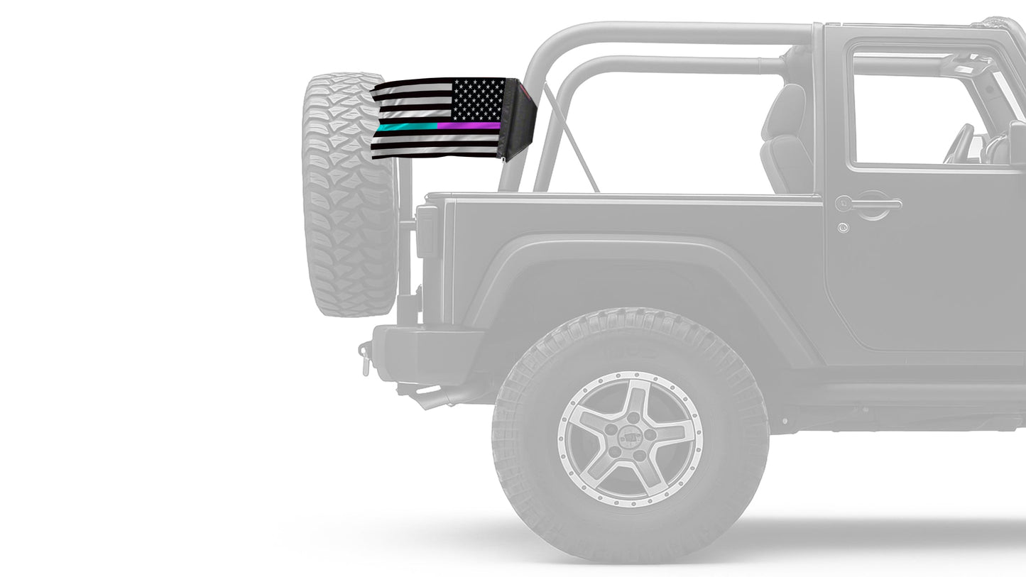 USA Subdued Thin Purple-Teal Line 12"x18" Forever Wave Flag for Jeep Wrangler LJ 2003-2006