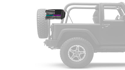 USA Subdued Thin Purple-Teal Line 12"x18" Forever Wave Flag for Jeep Wrangler TJ 1996-2006