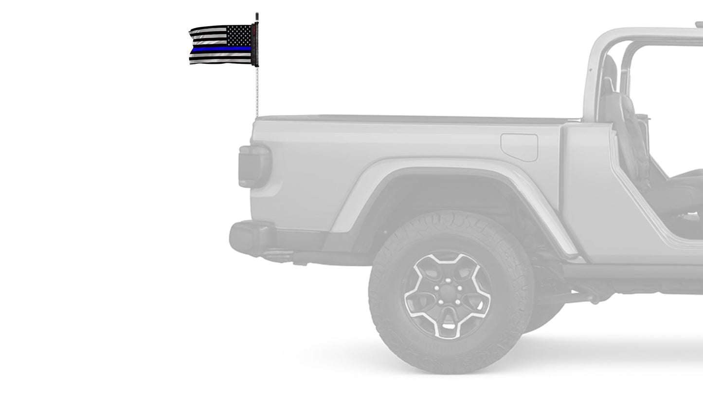 USA Subdued Thin Blue Line 12"x18" Forever Wave Flag for Jeep Wrangler CJ-7 and CJ-8 1976-1986