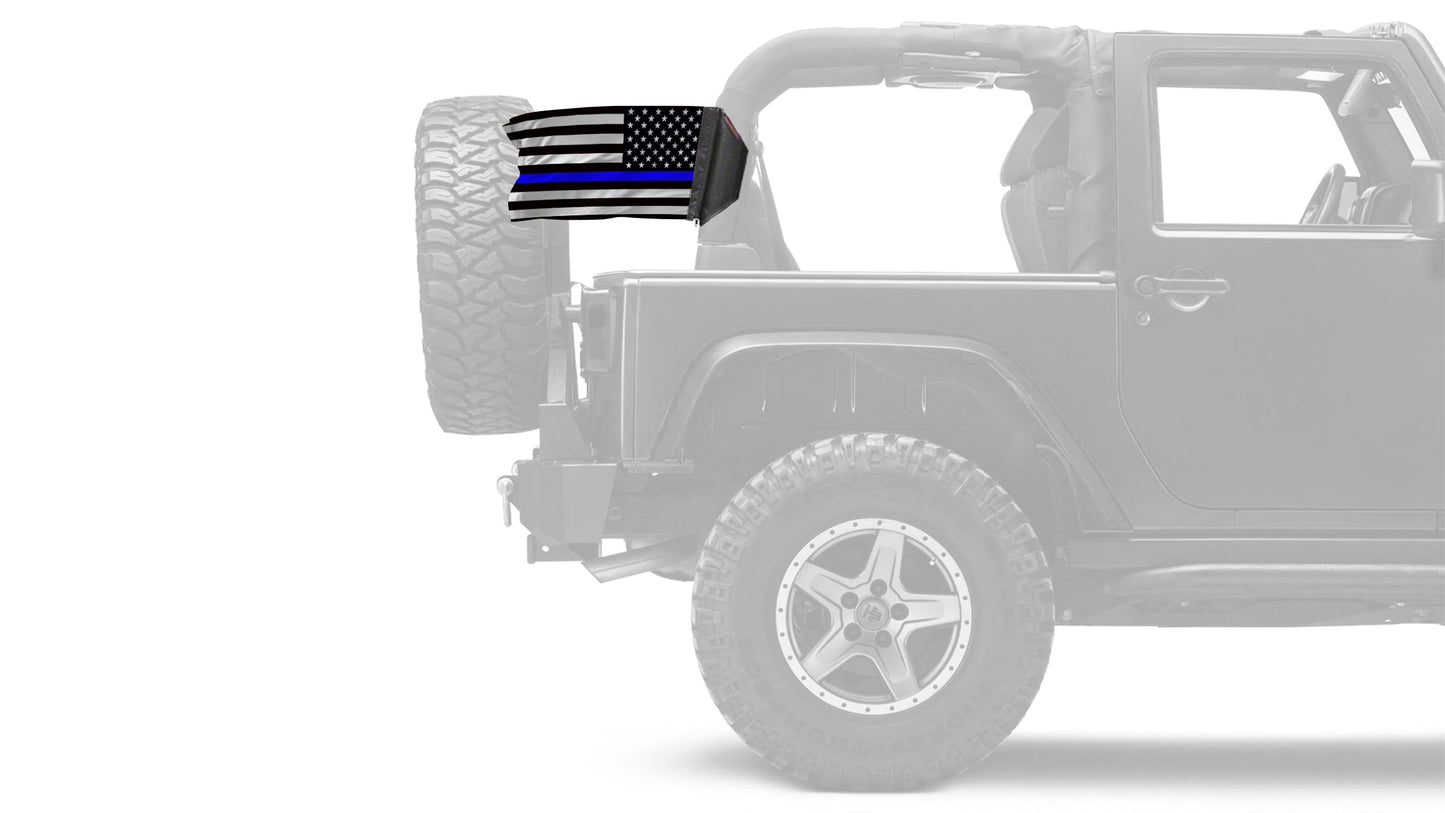 USA Subdued Thin Blue Line 12"x18" Forever Wave Flag for Jeep Wrangler TJ 1996-2006