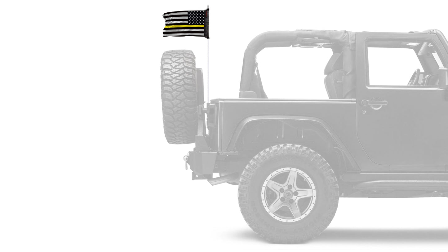 USA Subdued Thin Gold Line 12"x18" Forever Wave Flag for Jeep Wrangler JKU 4-Door 2007-2018