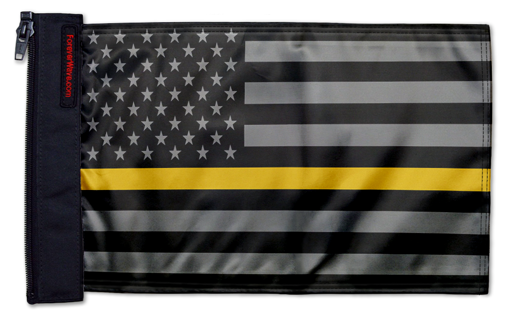 USA Subdued Thin Gold Line 12"x18" Forever Wave Flag for Jeep Wrangler LJ 2003-2006
