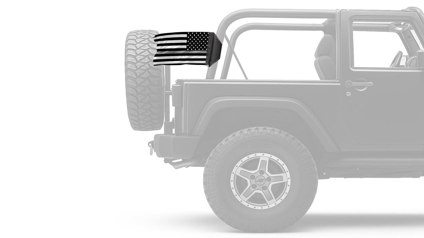 USA Subdued Thin Grey Line 12"x18" Forever Wave Flag for Jeep Wrangler YJ 1986-1995