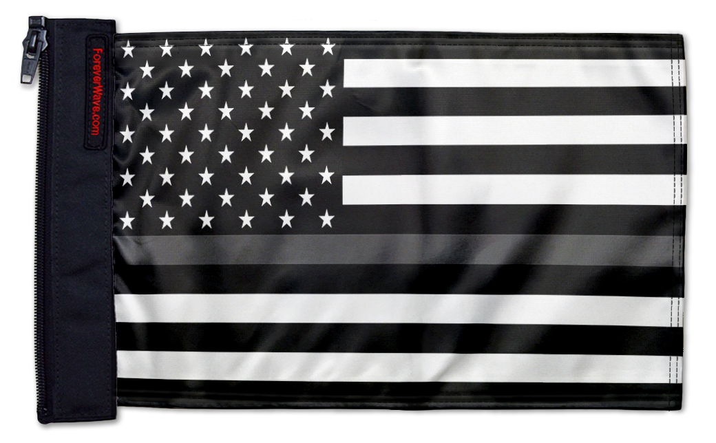 USA Subdued Thin Grey Line 12"x18" Forever Wave Flag for Jeep Wrangler JKU 4-Door 2007-2018